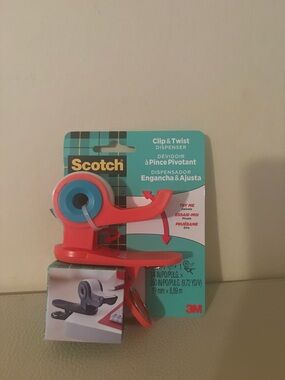 Scotch Clip & Twist Dispenser - Coral Red and Teal